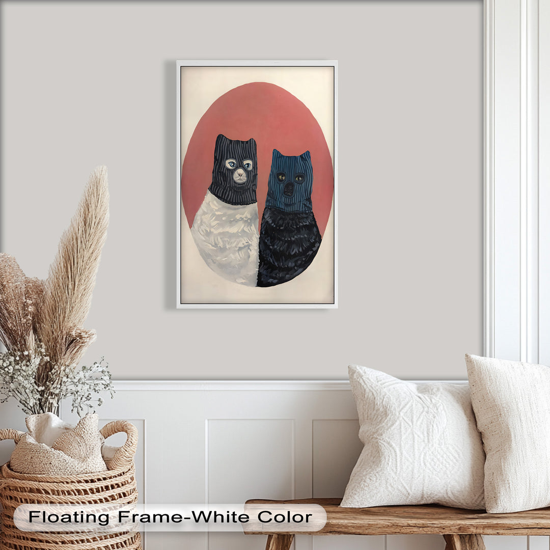 Masked Companions – Contemporary Cat Oil Painting