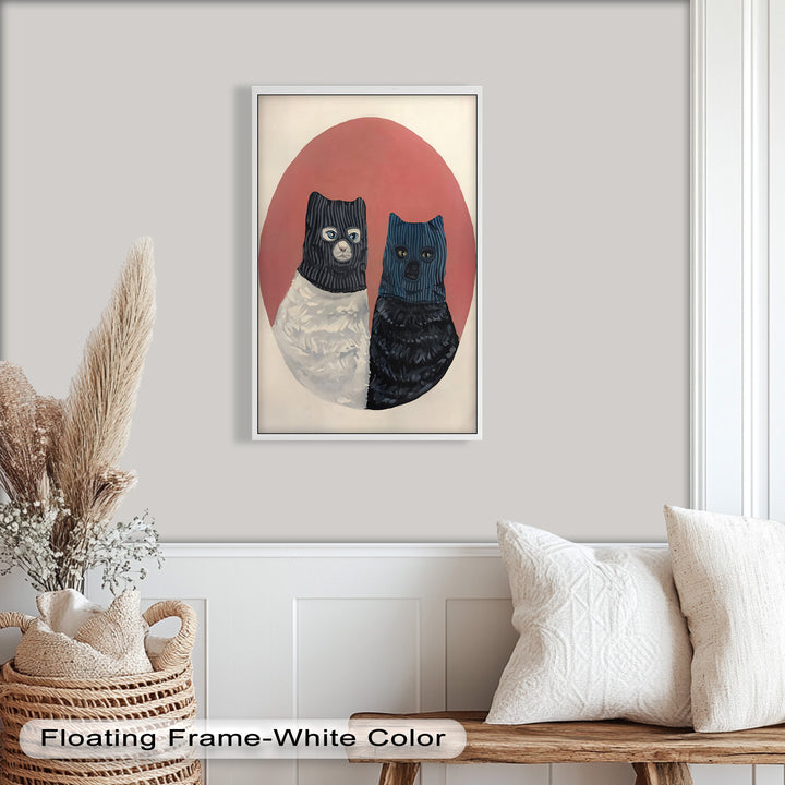Masked Companions – Contemporary Cat Oil Painting