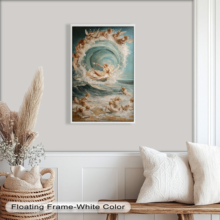Birth of the Wave – Mythological Goddess and Cherubs Oil Painting
