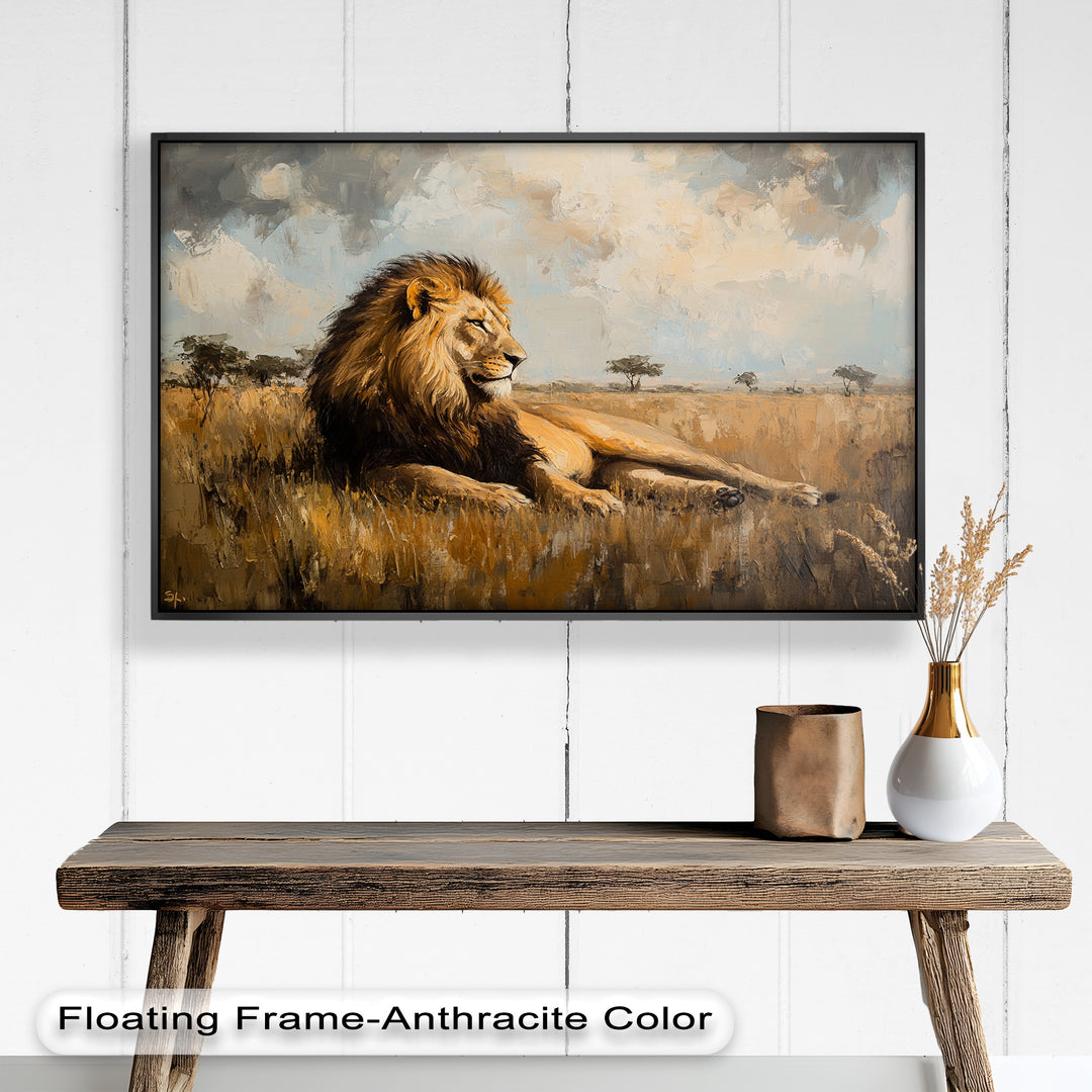 Majestic Serengeti King – Regal Lion Oil Painting