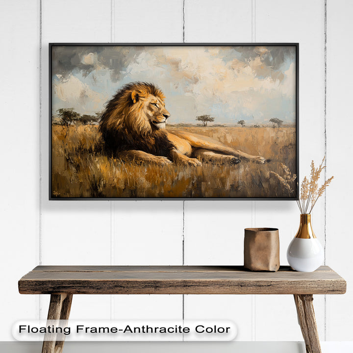 Majestic Serengeti King – Regal Lion Oil Painting