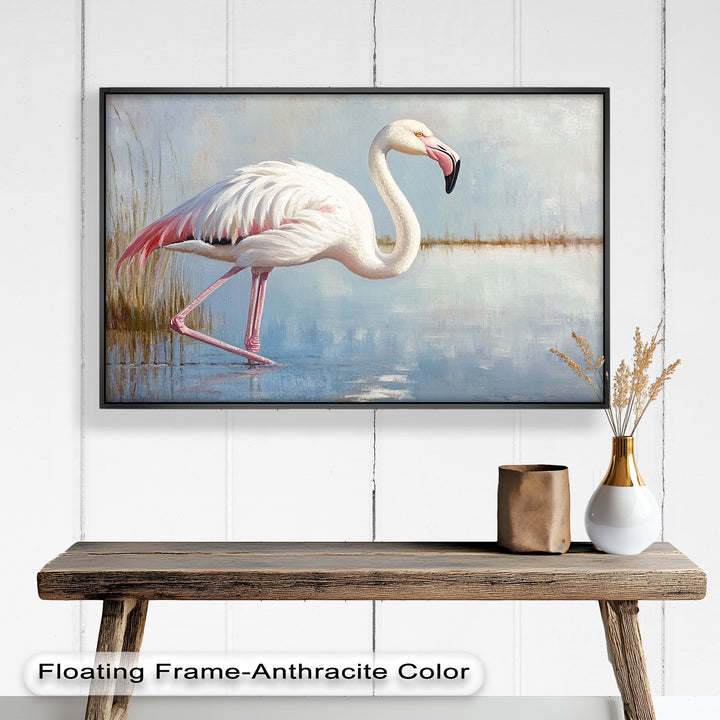 Graceful Flamingo in Shallow Water – Animal Oil Painting