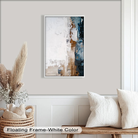 Contrasting shades highlight the neutral tones in this vertical abstract oil painting, creating a striking color contrast reminiscent of a classic oil painting reproduction print.