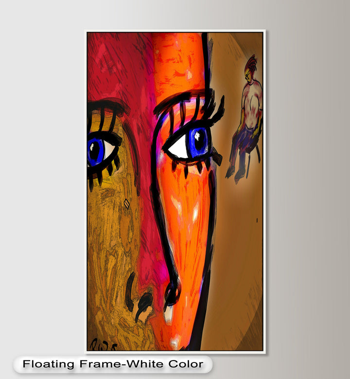 Gaze of Fire – Abstract Portrait with Distant Figure Picasso Oil Painting