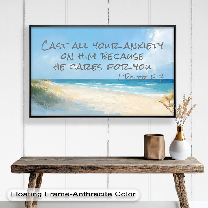 1 Peter 5:7 – Cast Your Anxiety Bible Verse Oil Painting