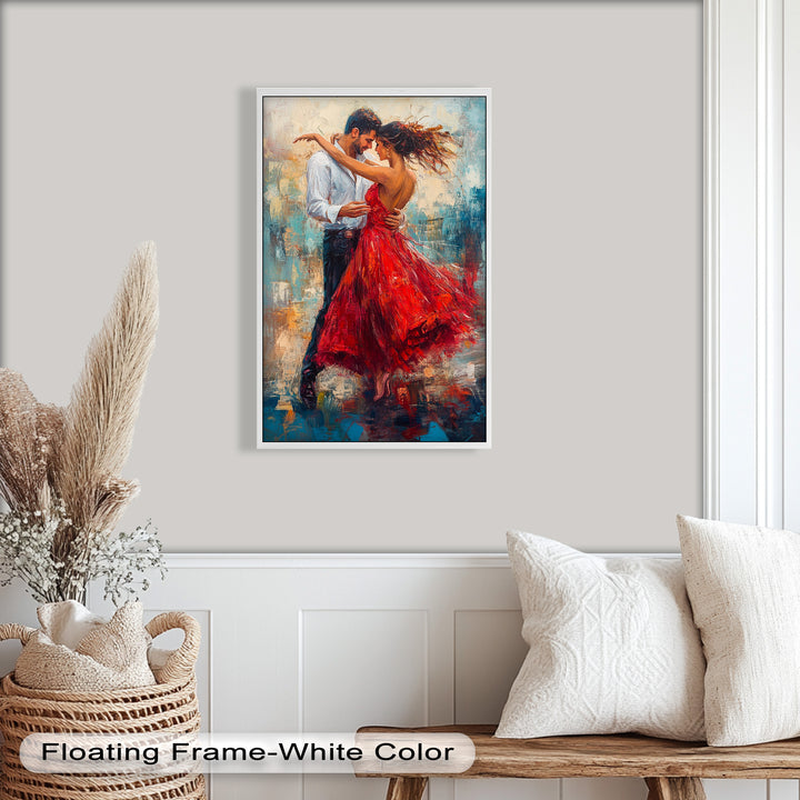 Flamenco Fire – Romantic Couple in Red Dress Oil Painting