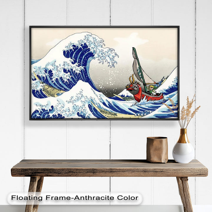 Hokusai Great Wave x Zelda Art – Japanisches Pop-Art-Ölgemälde