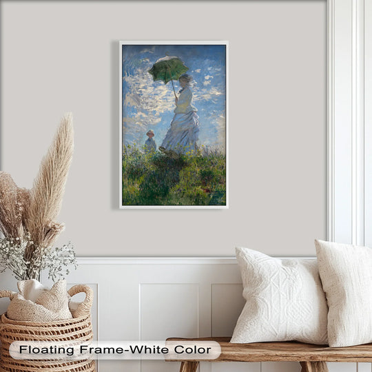 Surface texture of the Stroll in the Breeze oil painting artwork highlights visible brushstrokes, creating a tactile sense on this garden walk historic oil painting.