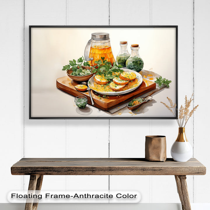 Golden Herb Delight – Rustic Food Still Life Painting