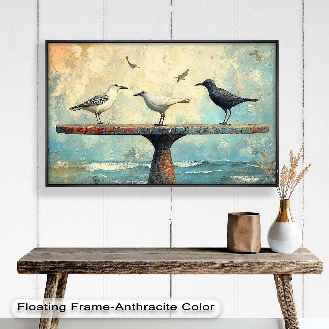 Surreal Birds on Pedestal – Animal Oil Painting