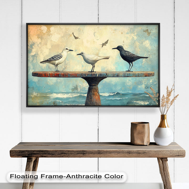 Surreal Birds on Pedestal – Animal Oil Painting