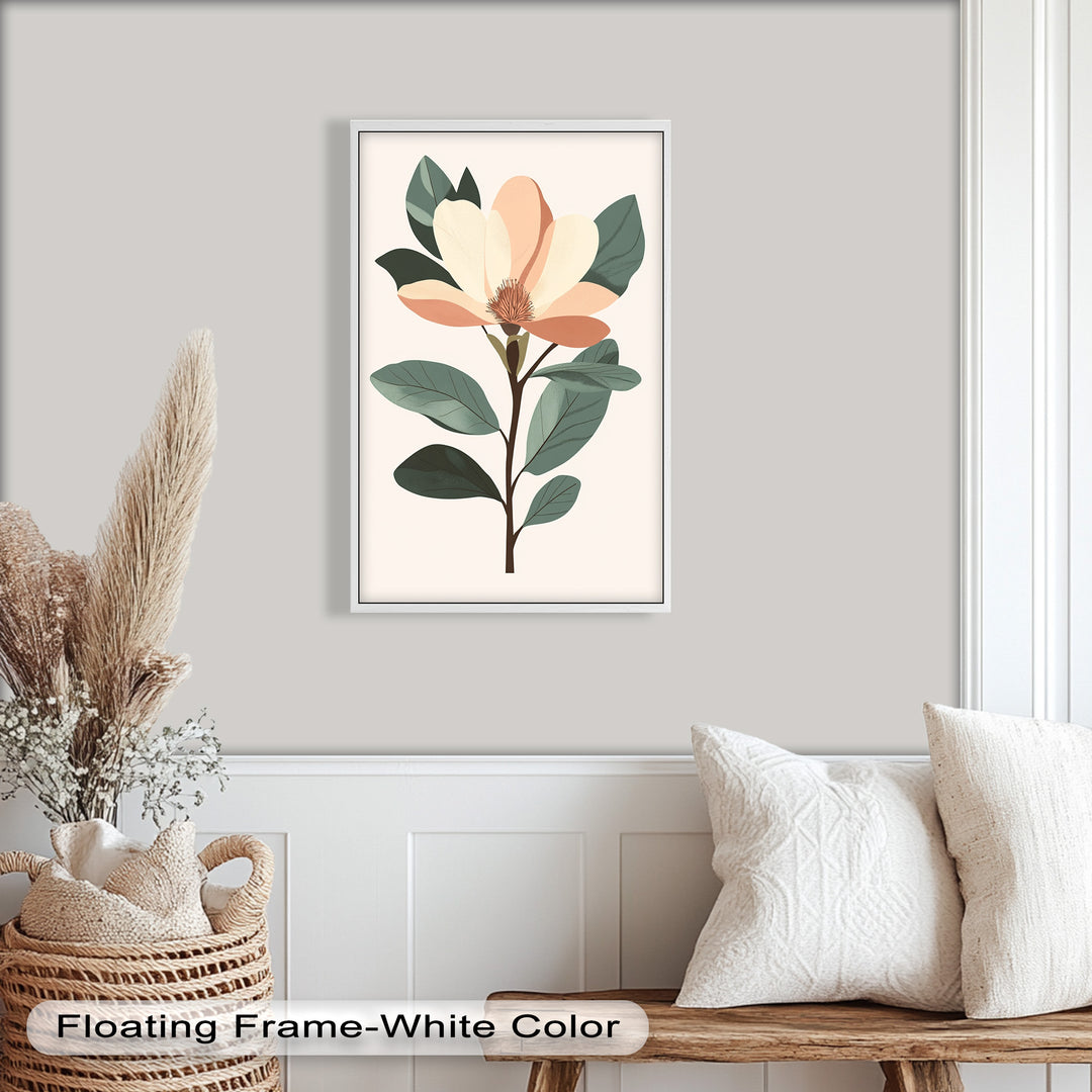 Minimal Magnolia – Elegantes botanisches Ölgemälde