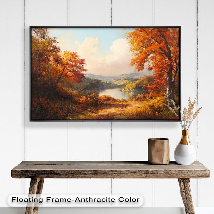 Golden Horizon – Ölgemälde mit herbstlichem Flussblick