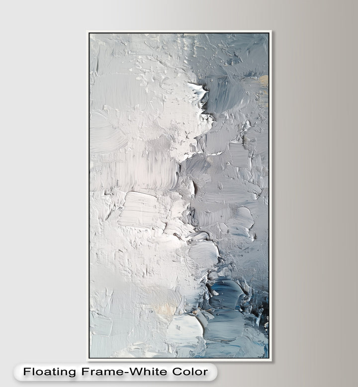 Iced Tides – Monochromes abstraktes Ölgemälde