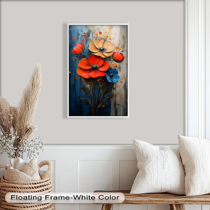 Colorburst Petals – Bold Poppy Bouquet Flower Oil Painting