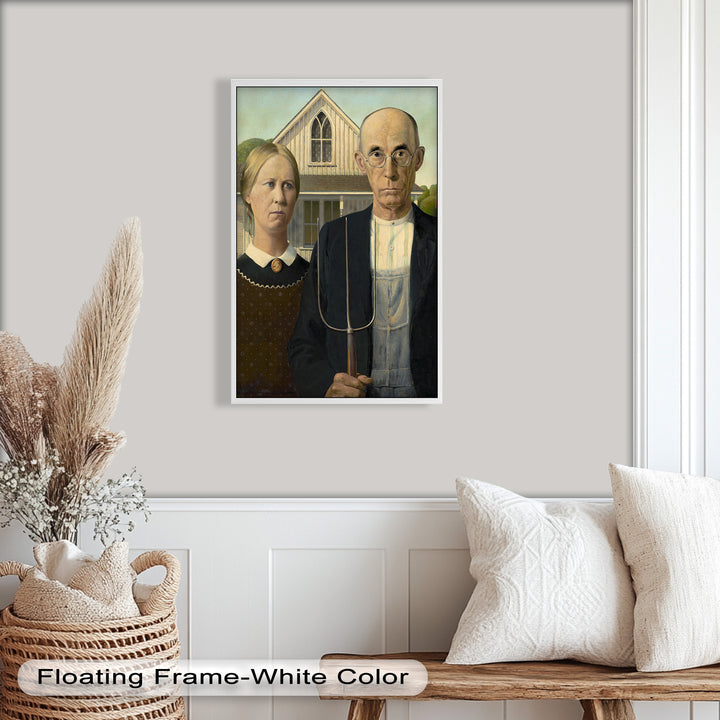 American Gothic – Ikonisches Porträt des Mittleren Westens, historisches Ölgemälde