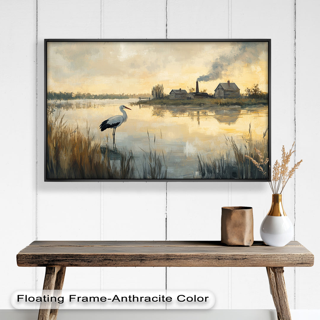 Stork at Dusk – Animal Oil Painting
