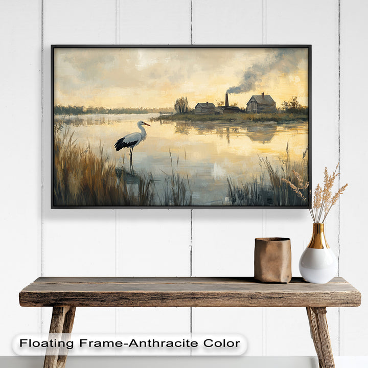 Stork at Dusk – Animal Oil Painting