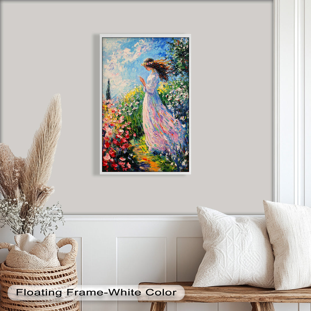Woman in Floral Crown - Impressionist Oil Painting