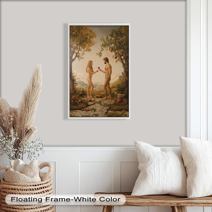 The First Temptation – Adam and Eve in Eden Renaissance Oil Painting