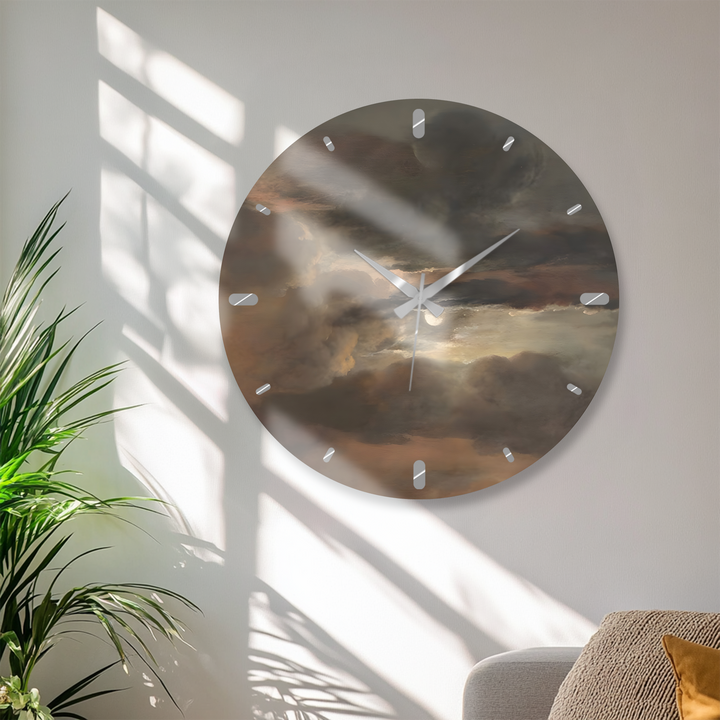 Storm Clouds Glass Wall Clock – Moody Sky Wall Decor