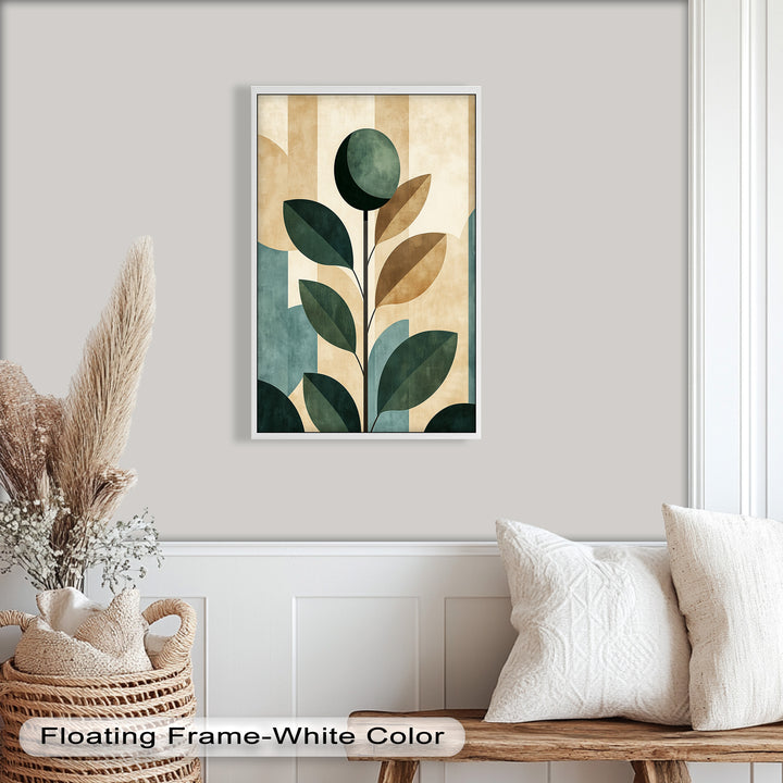Geometric Botanical – Mid-Century Modern Leaf Oil Painting