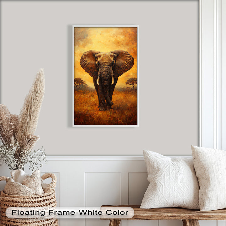 Majestic Elephant at Sunset – Wildlife Oil Painting