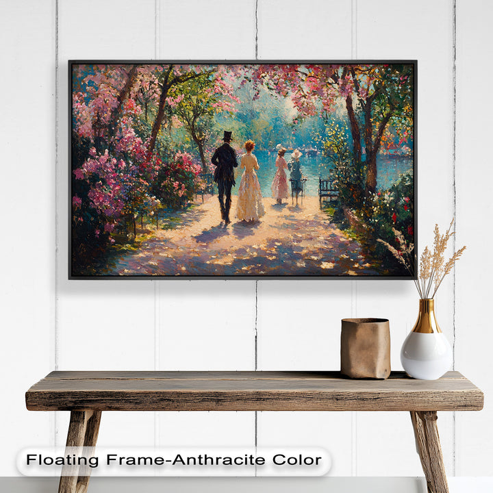 Springtime Promenade – Romantic Garden Path Impressionist Oil Painting