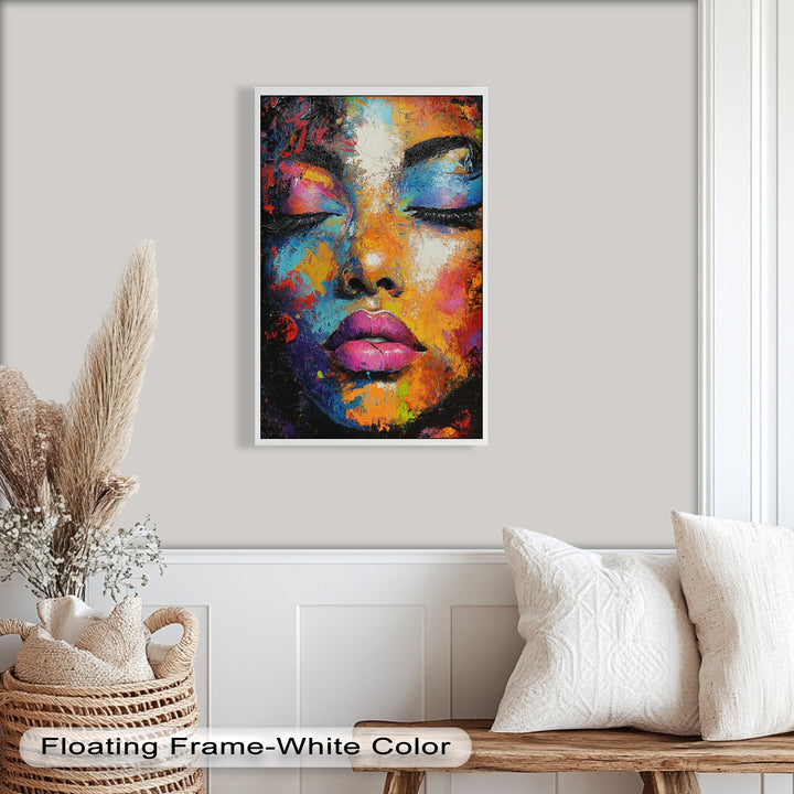 Chromatic Reverie – Bold Female Portrait in Abstract Oil Painting