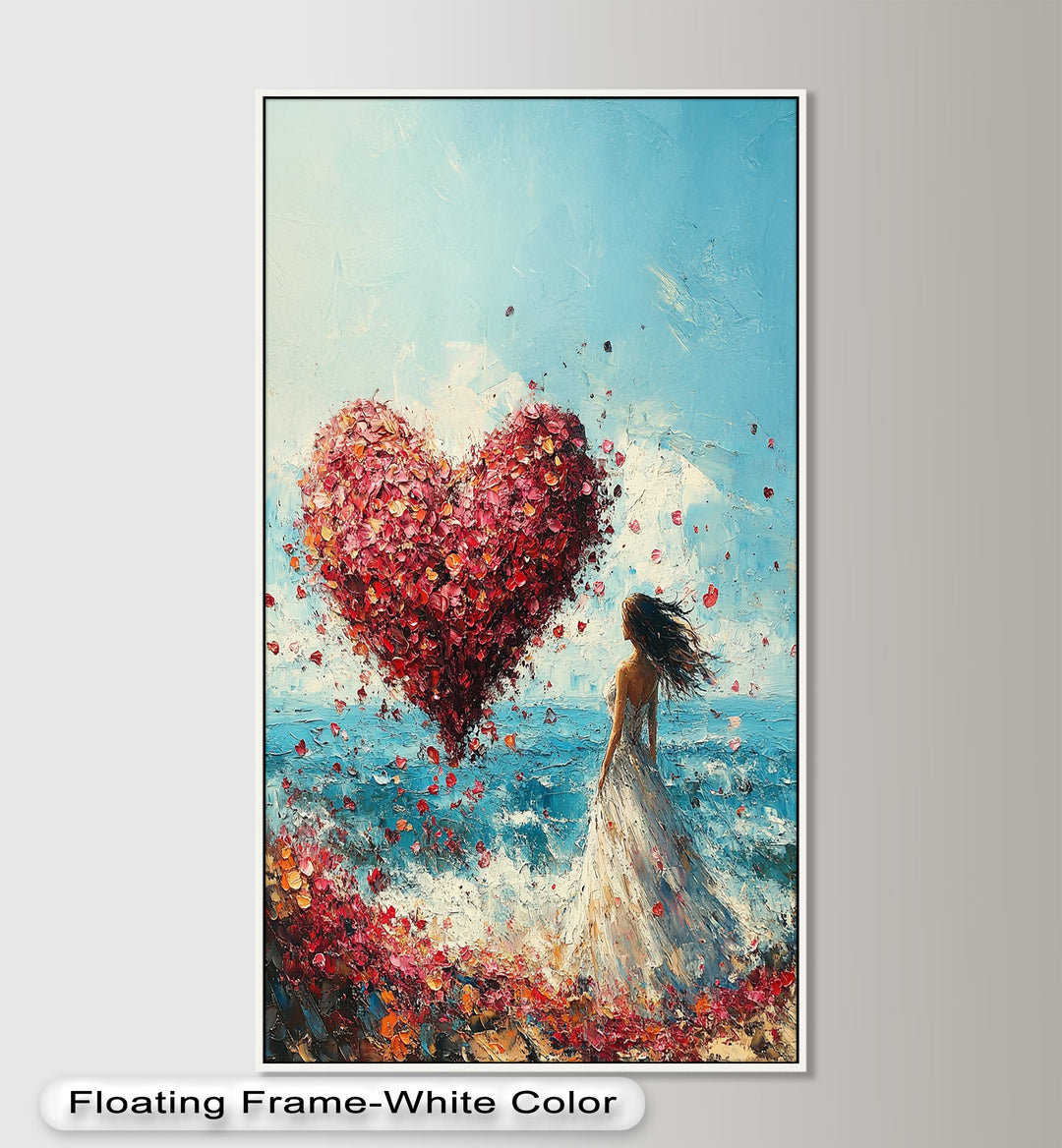 Petals of Love – Romantic Woman by the Sea Love Oil Painting