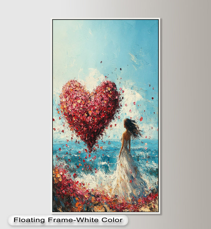 Petals of Love – Romantic Woman by the Sea Love Oil Painting