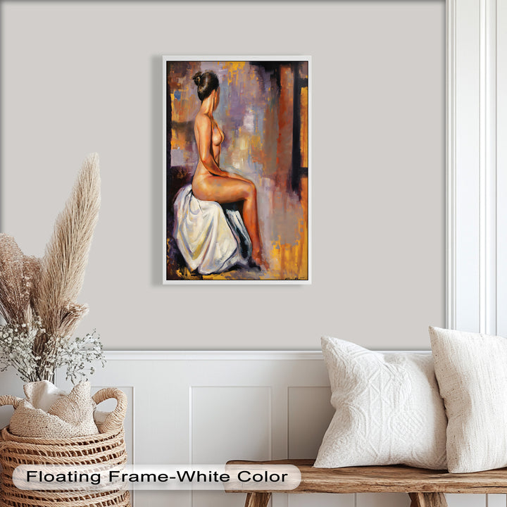 Poised in Silence – Figurative Nude Abstract Oil Painting