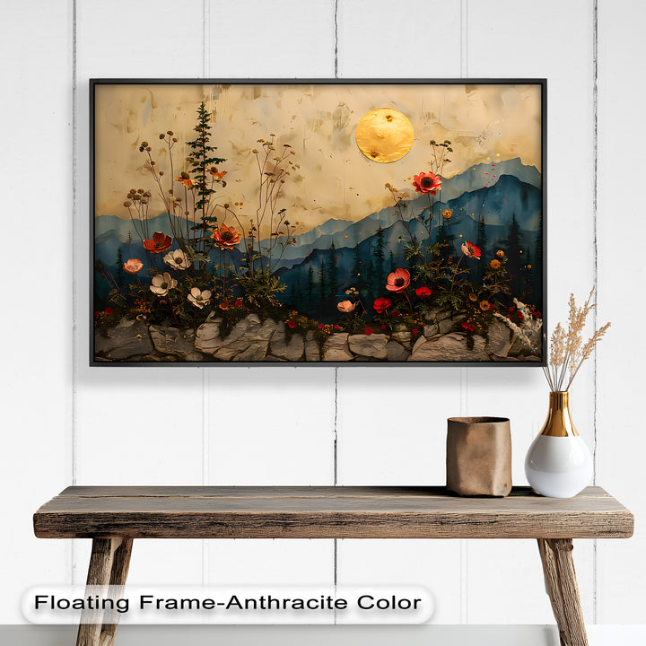 Golden Moon Wall Art-Forest Landscape Oil Painting