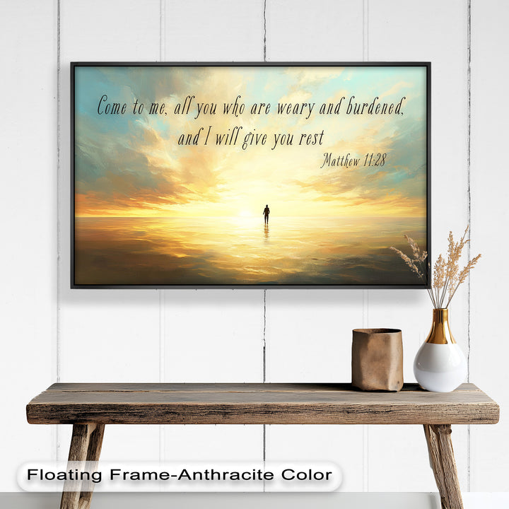Matthew 11:28 – Rest in Christ Bible Verse Oil Painting