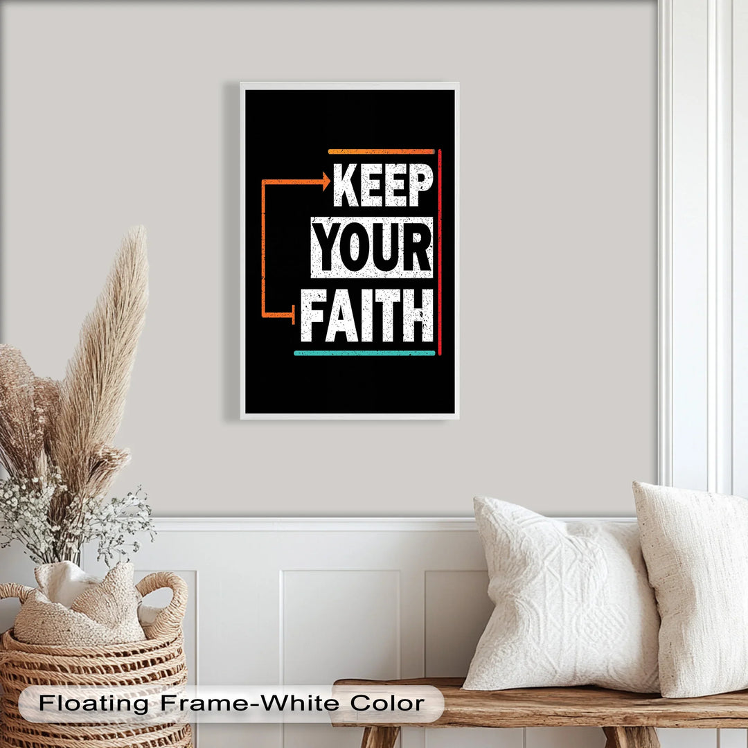 Bold Faith Typography Oil Painting – “Keep Your Faith” Modern Wall Art
