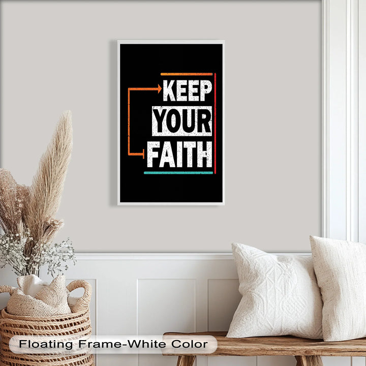 Bold Faith Typography Oil Painting – “Keep Your Faith” Modern Wall Art
