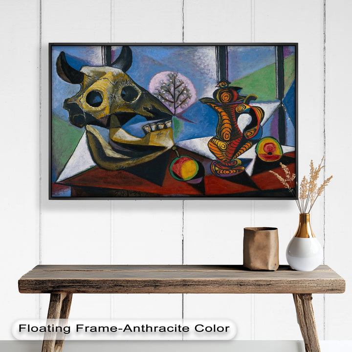 Stillleben mit Totenkopf und Krug – Symbolisches kubistisches Picasso-Ölgemälde