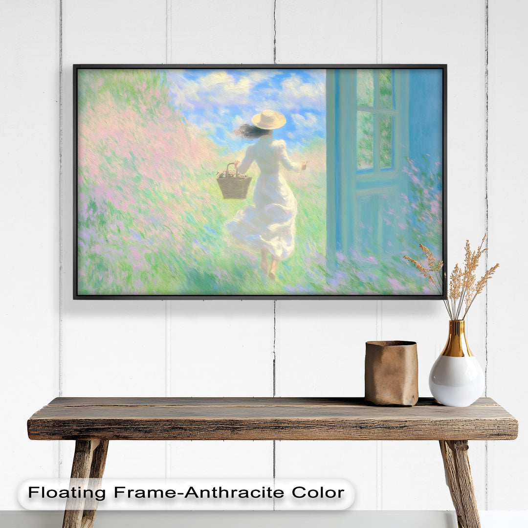 Into the Bloom – Dreamy Woman in Wildflower Field Oil Painting