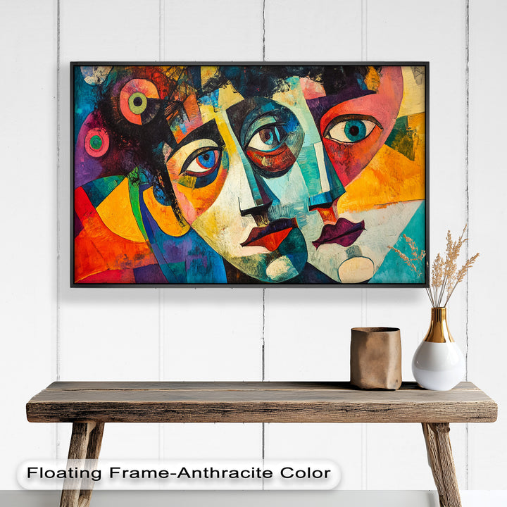 Entwined Visions Oil Painting – Fauvist Dual-Face Expressionism