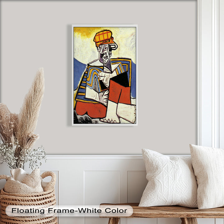 Geometric Man in Red Hat Wall Art – Cubist Oil Painting