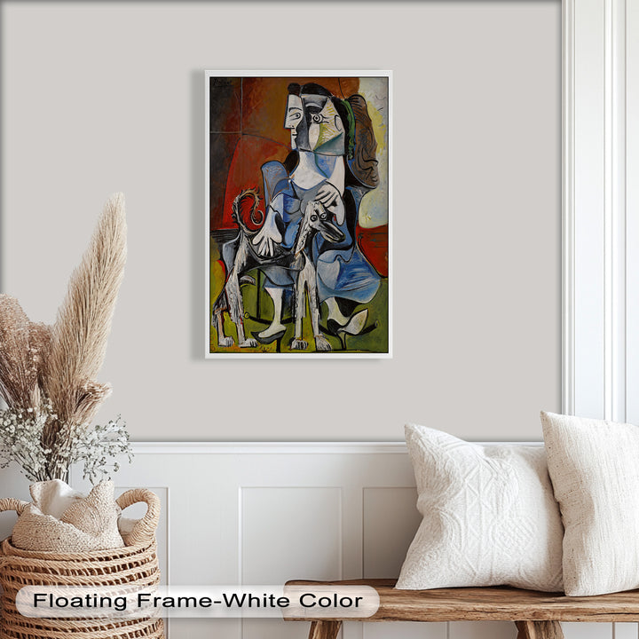 Loyal Companion – Picasso Style Woman with Dog Oil Painting