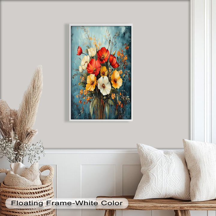 Vibrant Harmony – Multicolored Bloom Bouquet Flower Oil Painting