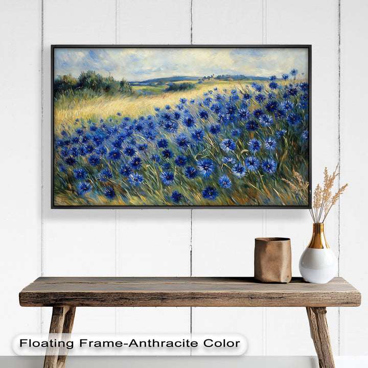 Golden Fields and Blue Cornflowers – Impressionist Meadow Scene Oil Painting