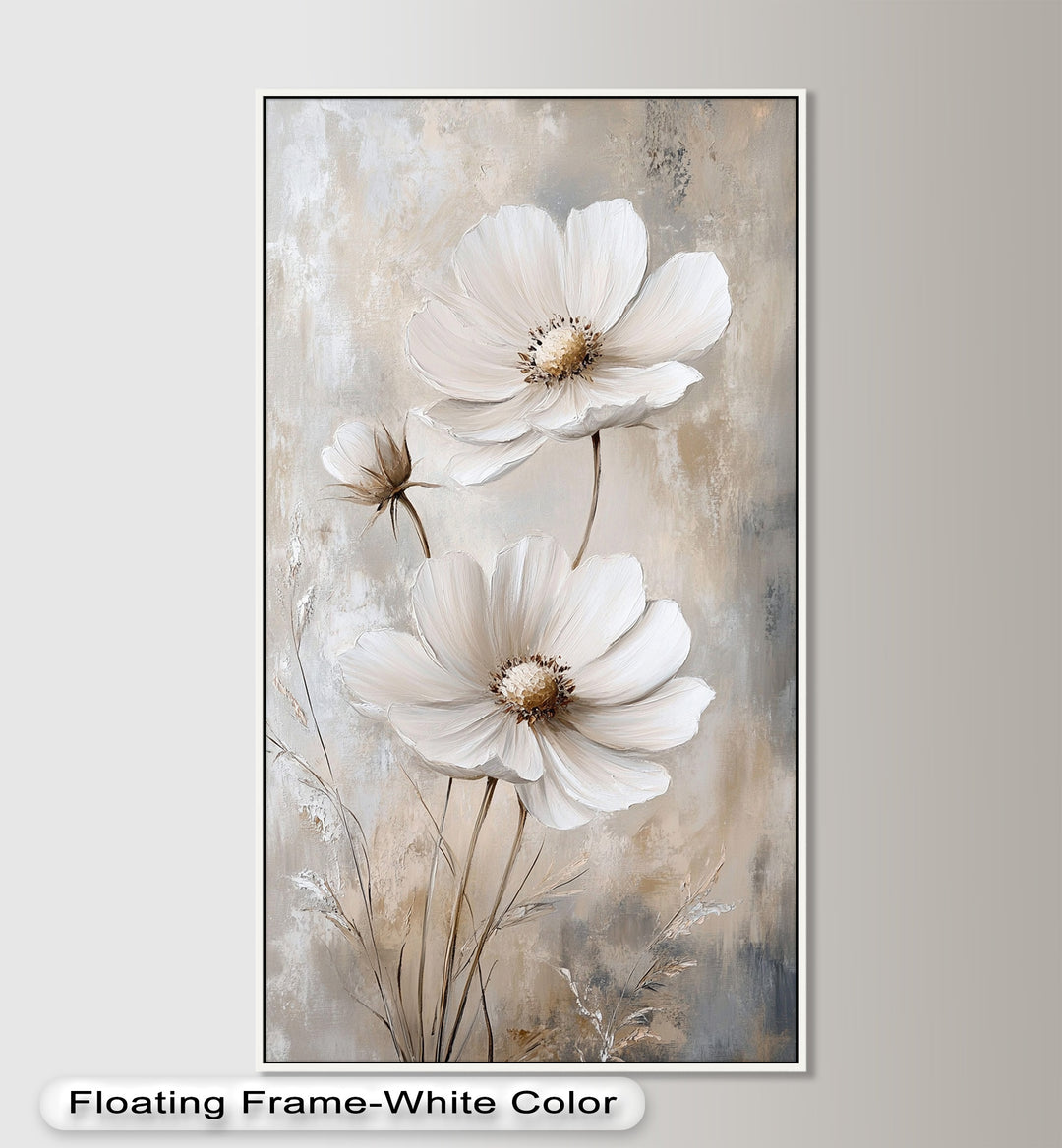 Soft Ivory Florals in Warm Neutrals - Flower Oil Painting