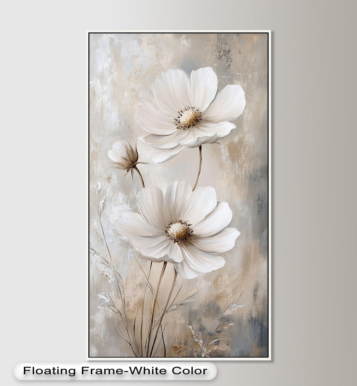 Soft Ivory Florals in Warm Neutrals - Flower Oil Painting