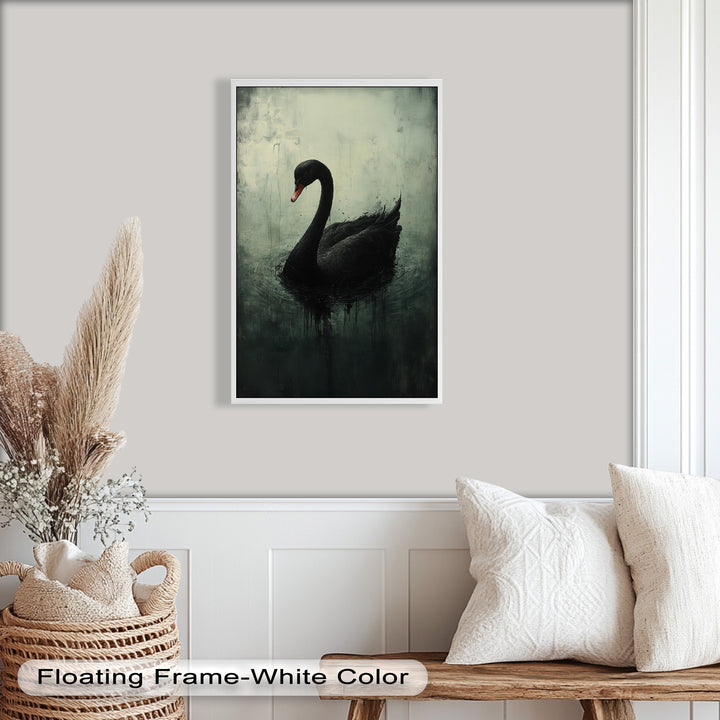 Solitary Grace – Moody Black Swan Oil Painting