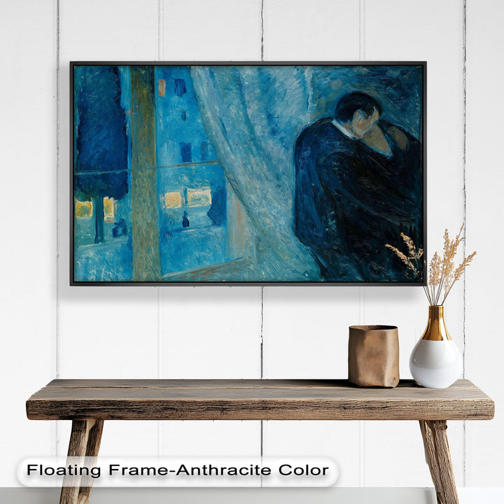 The Kiss by Munch – Romantic Blue Interior Oil Painting