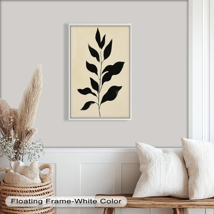 Black Botanical Minimalism – Monochrome Oil Painting