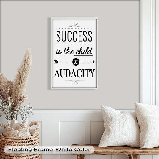 Geometric shapes surround the quote within this oil painting wall art, highlighting the symmetrical layout and rectangular frame.