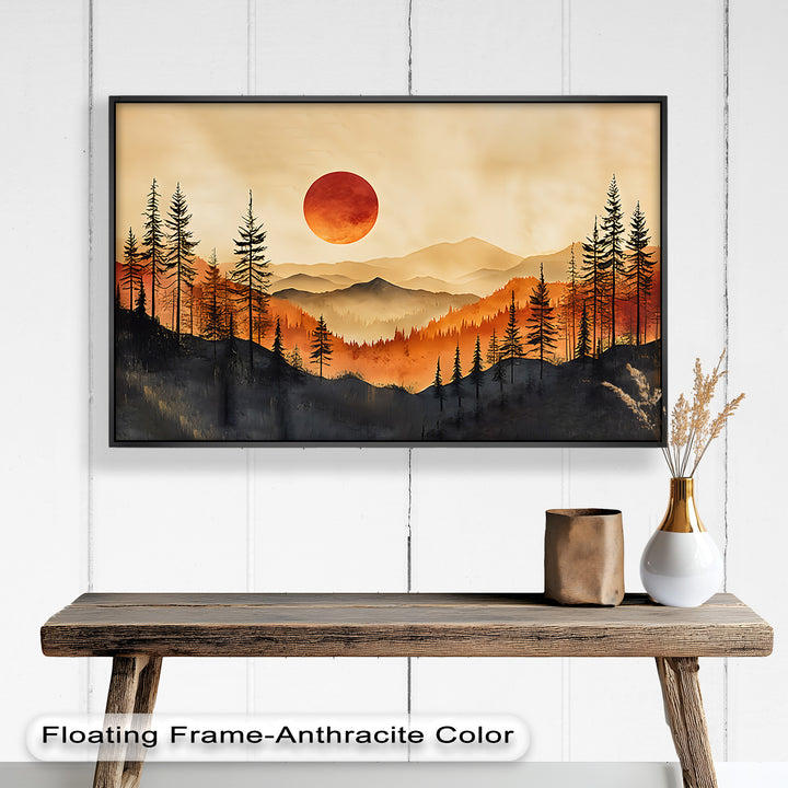 Perfect for modern or rustic interiors, this painting brings warmth and depth through its striking color palette and serene scenery.

